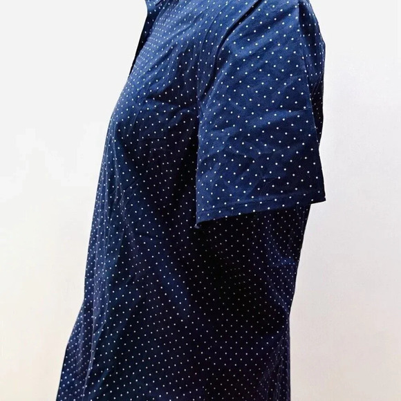 MOJO Women Short Sleeve Button Down Collared Polka Dots Blue/White Shirt Size 1X - Picture 10 of 11